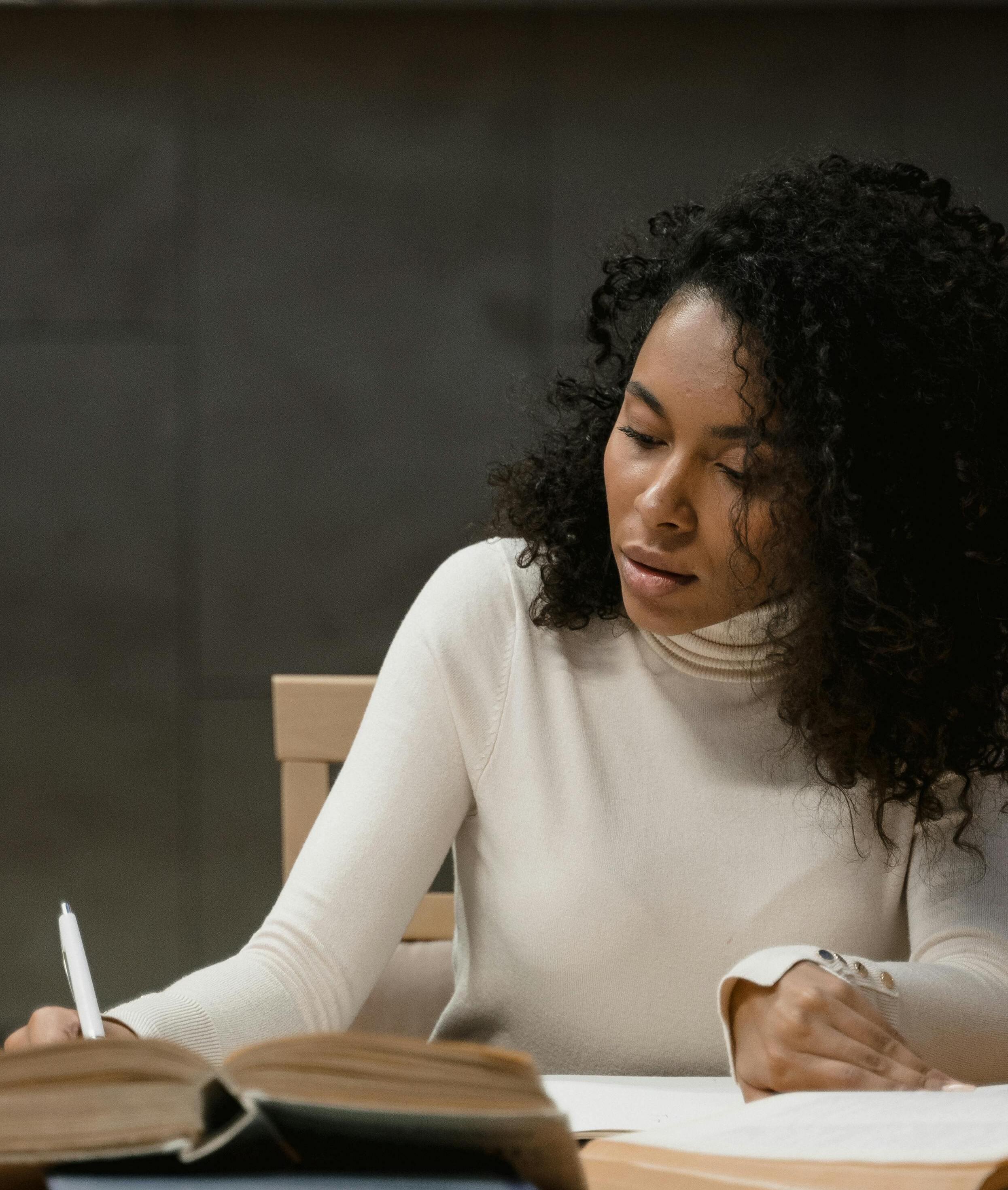 student studying intently